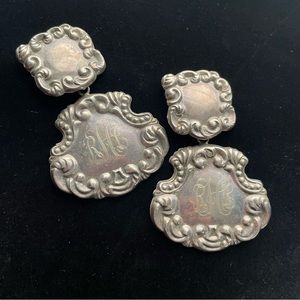 Vintage Sterling silver Luggage Tag Syle Victorian earrings